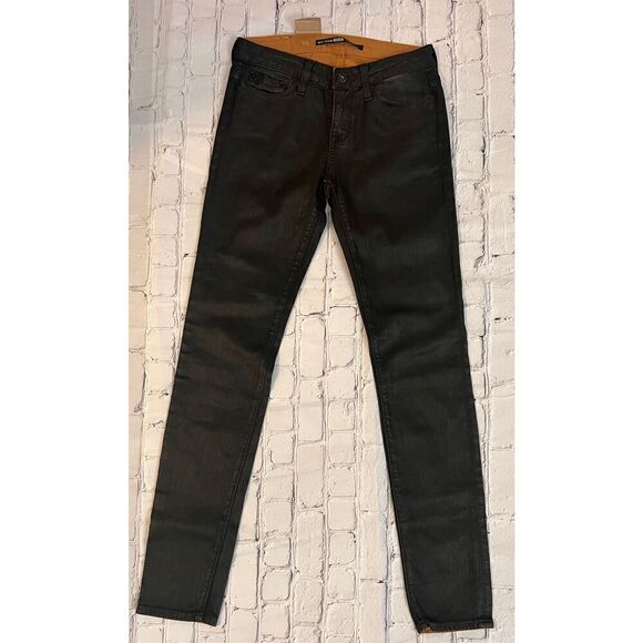 Big Star Women's 25 Alex Mid-Rise Skinny Jean Coated Black Wash Denim Emo Grunge - Picture 3 of 6